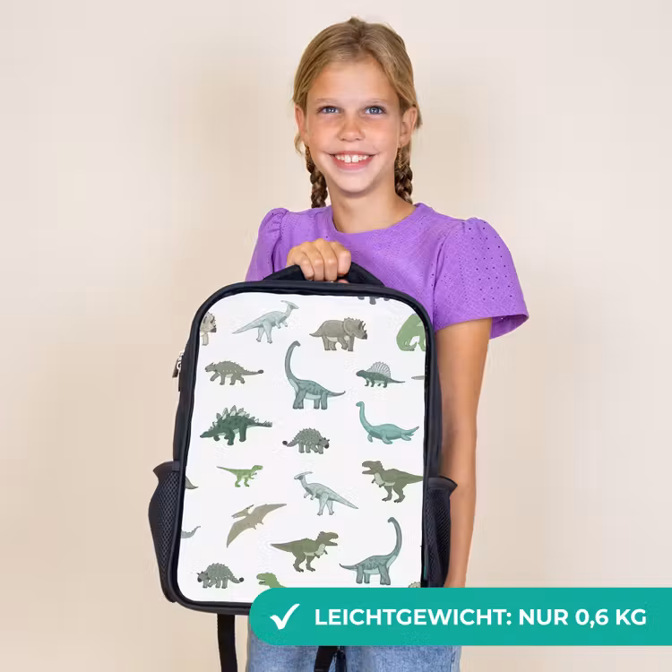 Kinderrucksack - Schwarz - Dino - Muster - Grün — 7