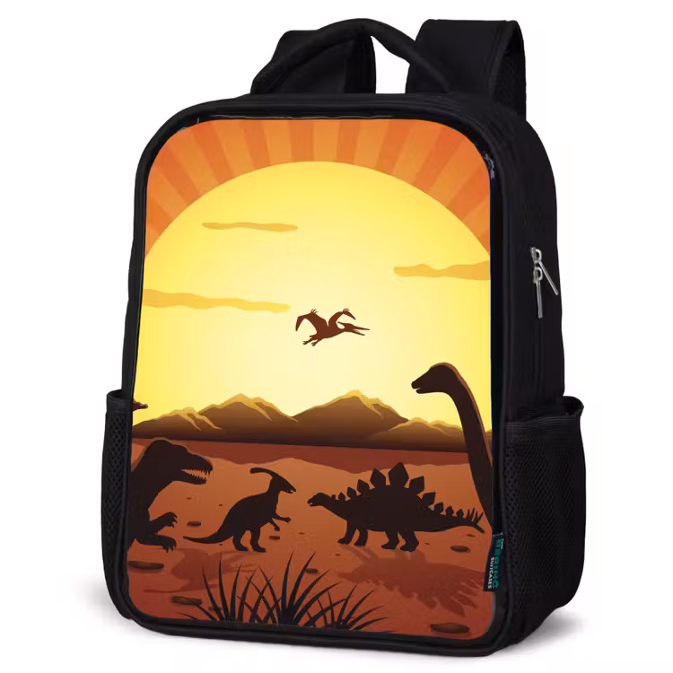 Kinderrucksack - Schwarz - Dino - Sonne - Natur - Zeichnung - Kinder - Jungen — 4