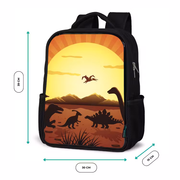 Kinderrucksack - Schwarz - Dino - Sonne - Natur - Zeichnung - Kinder - Jungen — 6