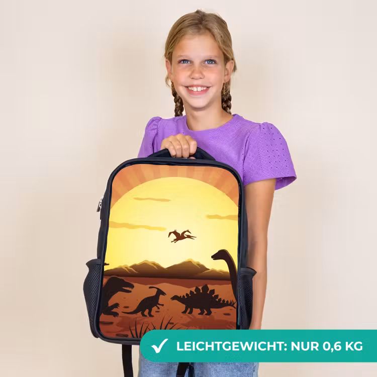 Kinderrucksack - Schwarz - Dino - Sonne - Natur - Zeichnung - Kinder - Jungen — 7