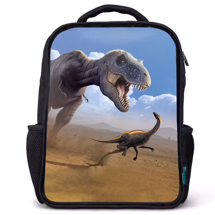 Kinderrucksack - Schwarz - Dino - Wilde Tiere - Zeichnung - Kinder - Jungen — 1