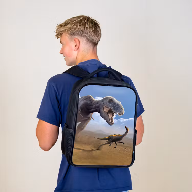 Kinderrucksack - Schwarz - Dino - Wilde Tiere - Zeichnung - Kinder - Jungen — 3