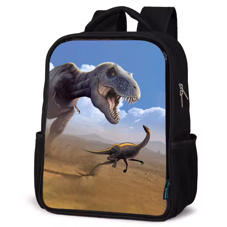 Kinderrucksack - Schwarz - Dino - Wilde Tiere - Zeichnung - Kinder - Jungen — 4