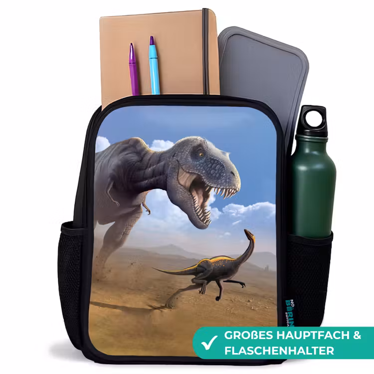 Kinderrucksack - Schwarz - Dino - Wilde Tiere - Zeichnung - Kinder - Jungen — 8