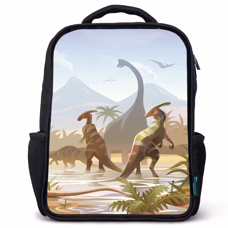 Kinderrucksack - Schwarz - Dinosaurier - Landschaft - Tropisch - Kinder - Jungen — 1