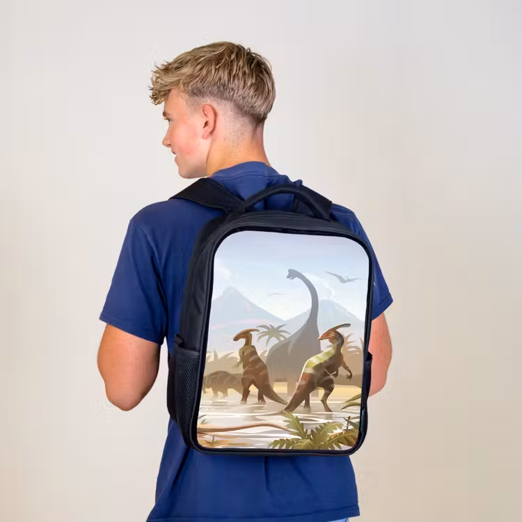 Kinderrucksack - Schwarz - Dinosaurier - Landschaft - Tropisch - Kinder - Jungen — 3