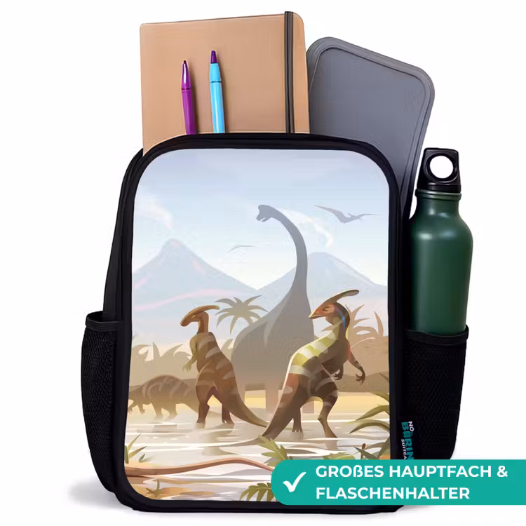 Kinderrucksack - Schwarz - Dinosaurier - Landschaft - Tropisch - Kinder - Jungen — 8