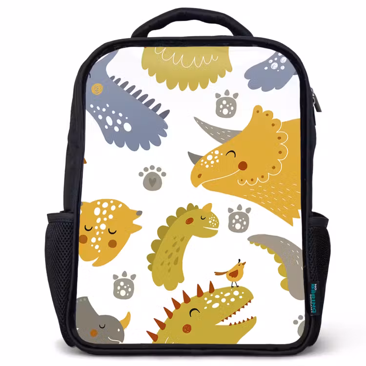 Kinderrucksack - Schwarz - Dinosaurier - Schnittmuster - Jungen - Dino - Kinder — 1