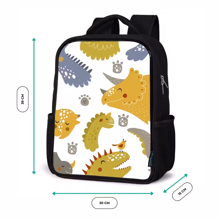 Kinderrucksack - Schwarz - Dinosaurier - Schnittmuster - Jungen - Dino - Kinder — 6