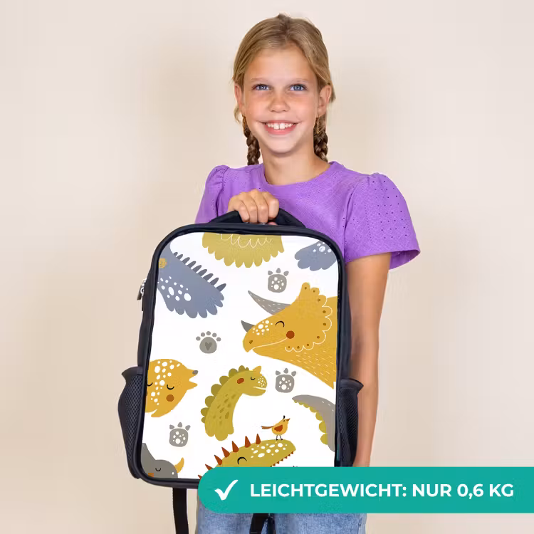 Kinderrucksack - Schwarz - Dinosaurier - Schnittmuster - Jungen - Dino - Kinder — 7