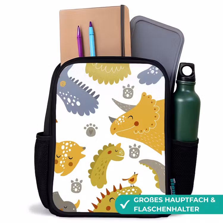 Kinderrucksack - Schwarz - Dinosaurier - Schnittmuster - Jungen - Dino - Kinder — 8