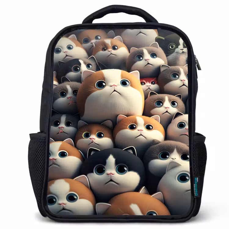 Kinderrucksack - Schwarz - Flecken Katzen — 1