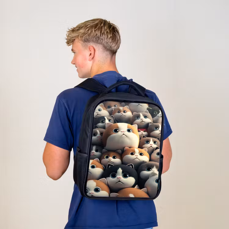 Kinderrucksack - Schwarz - Flecken Katzen — 3