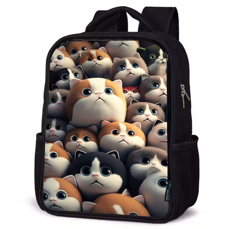Kinderrucksack - Schwarz - Flecken Katzen — 4