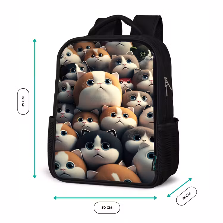 Kinderrucksack - Schwarz - Flecken Katzen — 6