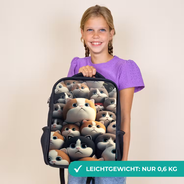 Kinderrucksack - Schwarz - Flecken Katzen — 7