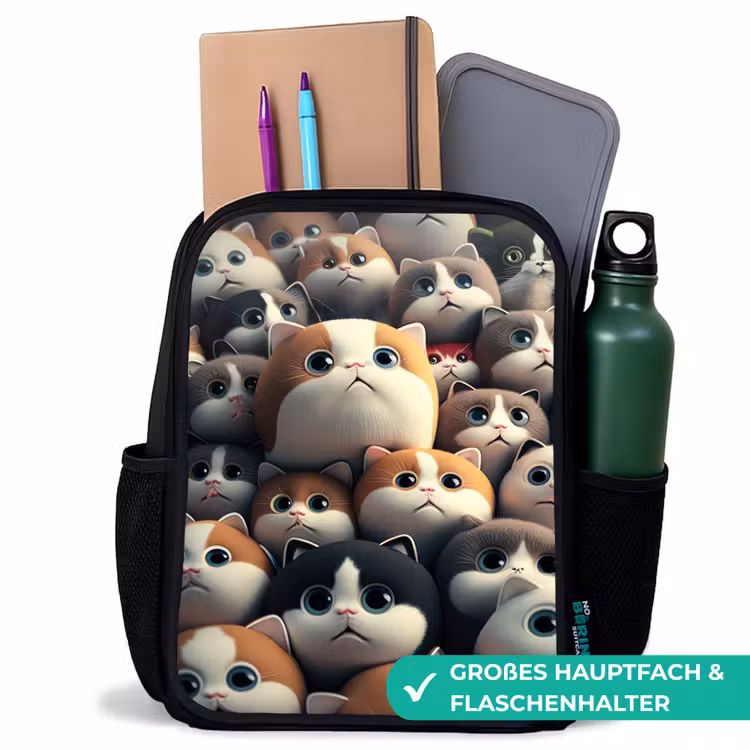 Kinderrucksack - Schwarz - Flecken Katzen — 8