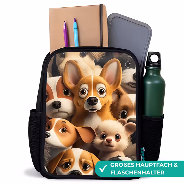 Kinderrucksack - Schwarz - Glückliche Hunde — 8