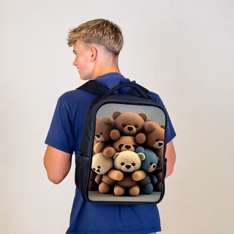 Kinderrucksack - Schwarz - Knuddelige Bären — 3