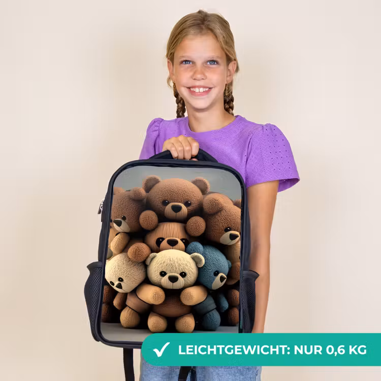 Kinderrucksack - Schwarz - Knuddelige Bären — 7