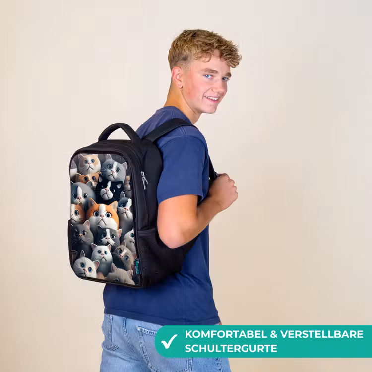 Kinderrucksack - Schwarz - Knuddelige Schnauzen — 9