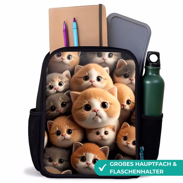 Kinderrucksack - Schwarz - Kuschelige Katzen — 8