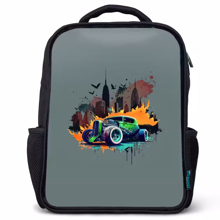 Kinderrucksack - Schwarz - Auto in Geisterstadt — 1