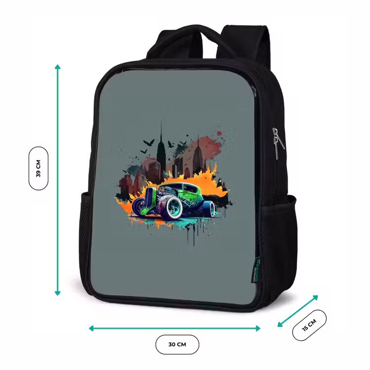 Kinderrucksack - Schwarz - Auto in Geisterstadt — 6
