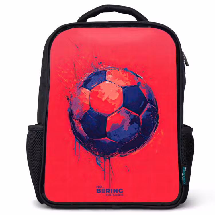 Kinderrucksack - Schwarz - Fußball - Farbe - Blau - Rot — 1