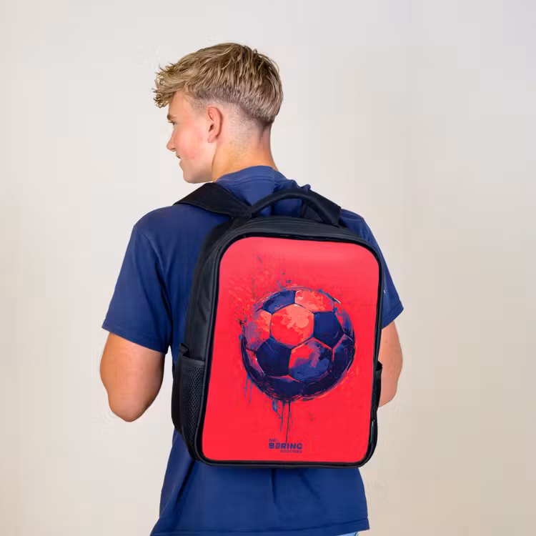 Kinderrucksack - Schwarz - Fußball - Farbe - Blau - Rot — 3