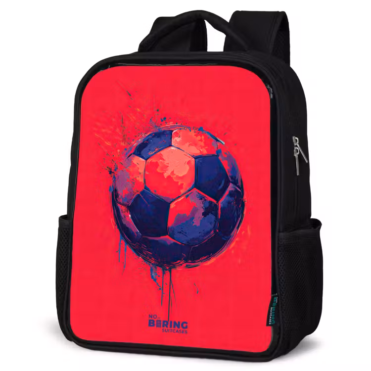 Kinderrucksack - Schwarz - Fußball - Farbe - Blau - Rot — 4