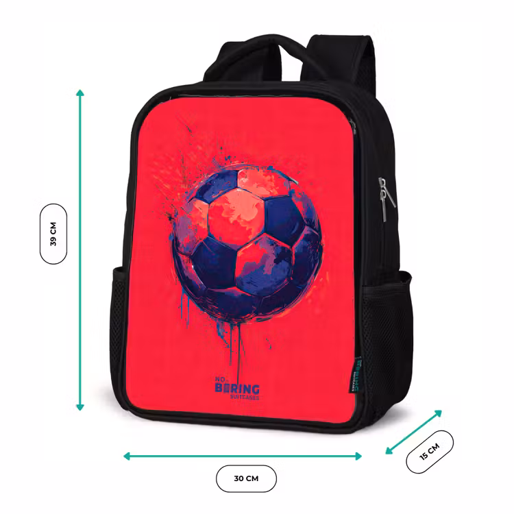 Kinderrucksack - Schwarz - Fußball - Farbe - Blau - Rot — 6