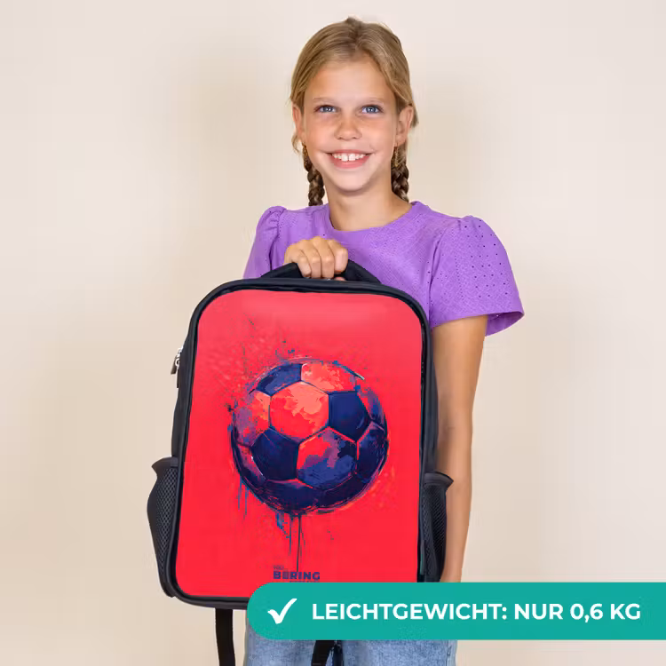 Kinderrucksack - Schwarz - Fußball - Farbe - Blau - Rot — 7