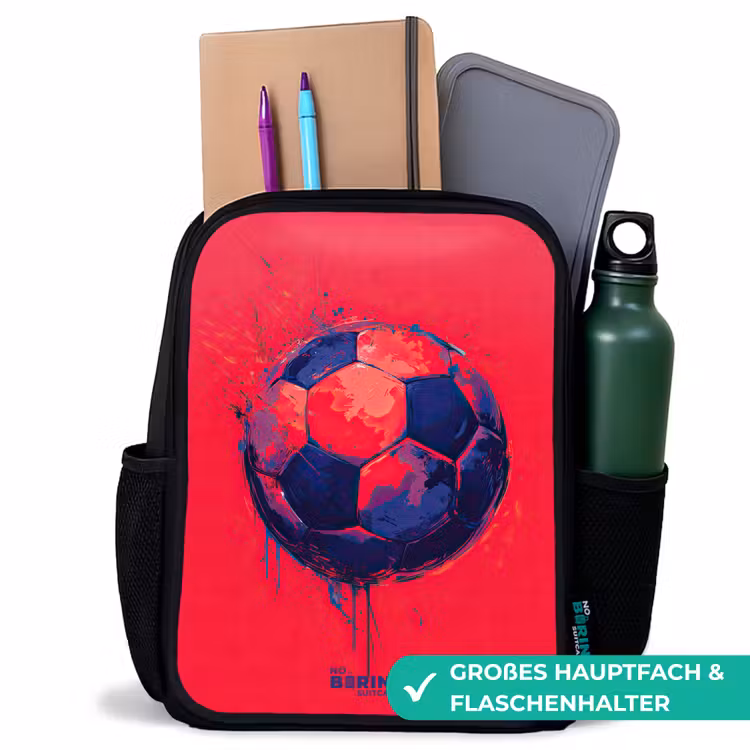 Kinderrucksack - Schwarz - Fußball - Farbe - Blau - Rot — 8