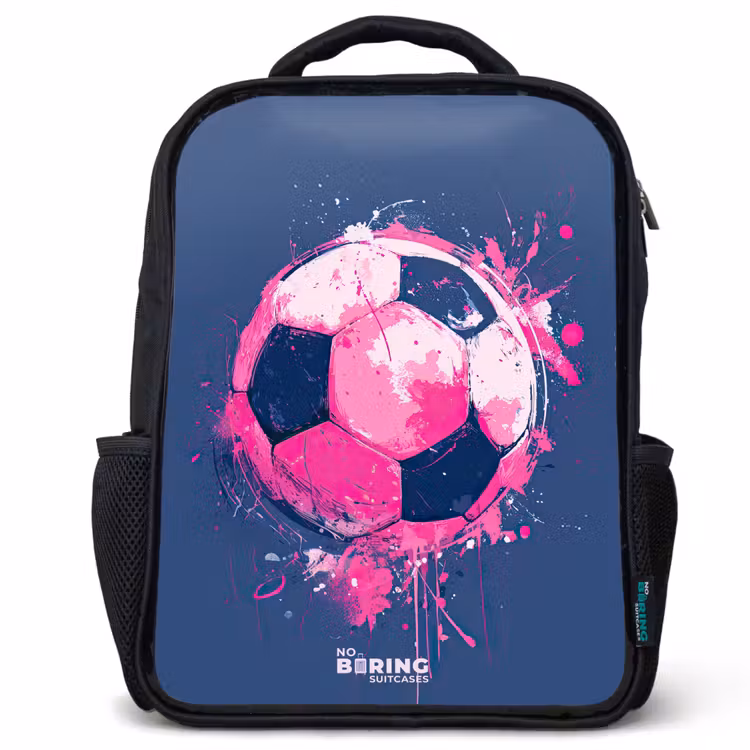 Kinderrucksack - Schwarz - Fußball - Farbe - Rosa - Blau — 1