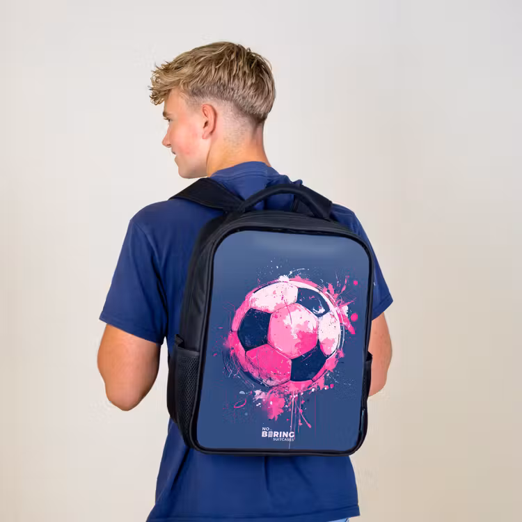 Kinderrucksack - Schwarz - Fußball - Farbe - Rosa - Blau — 3