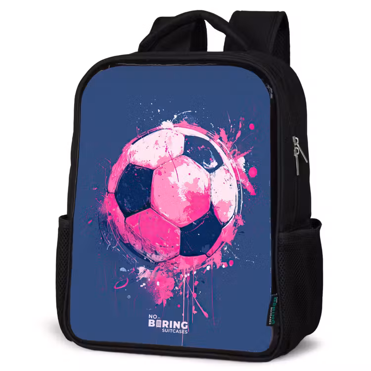 Kinderrucksack - Schwarz - Fußball - Farbe - Rosa - Blau — 4