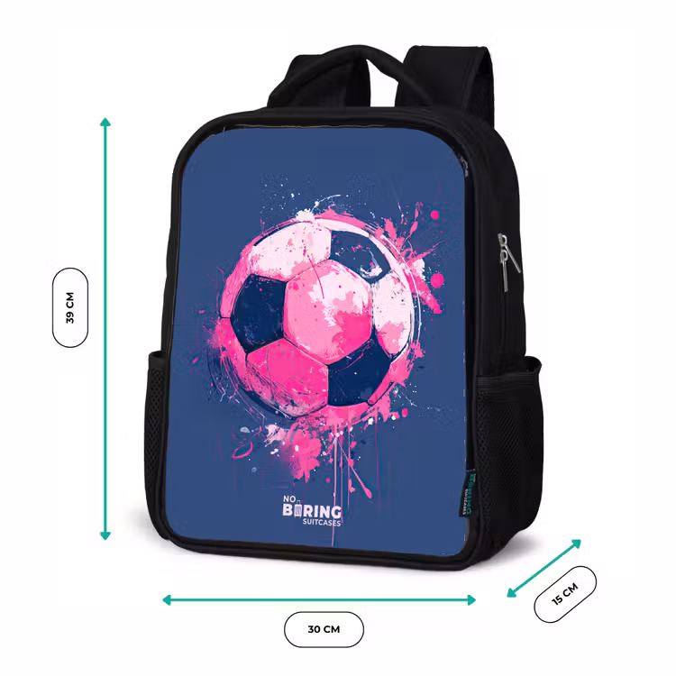 Kinderrucksack - Schwarz - Fußball - Farbe - Rosa - Blau — 6