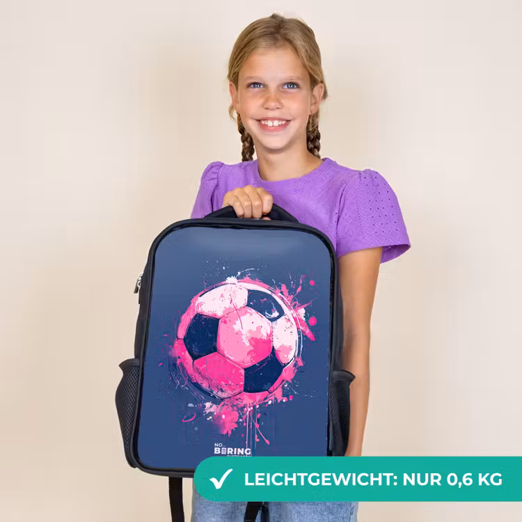 Kinderrucksack - Schwarz - Fußball - Farbe - Rosa - Blau — 7