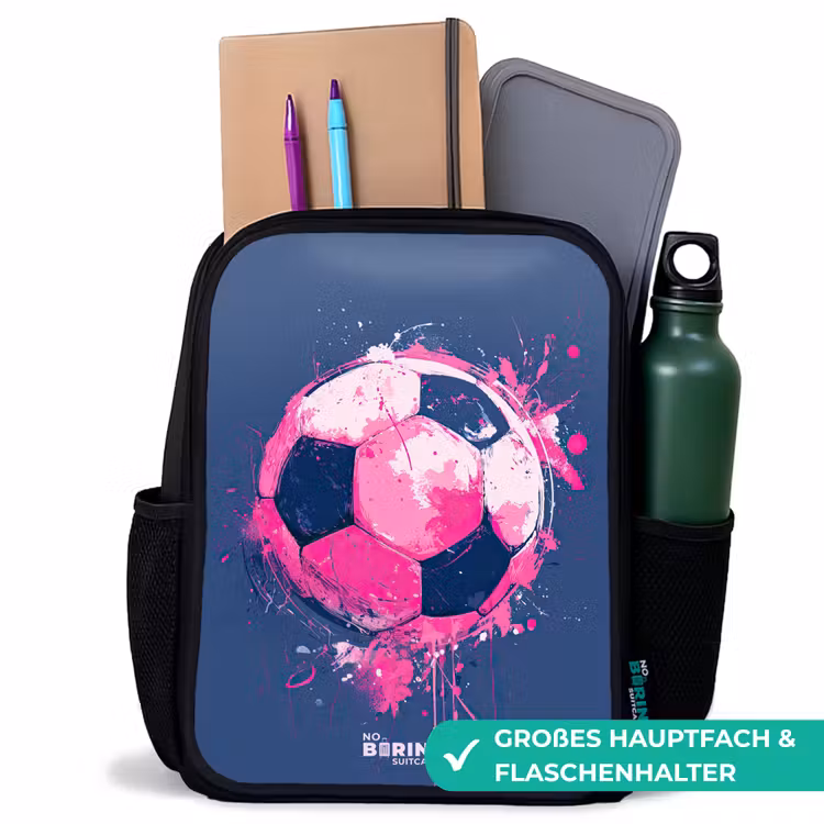 Kinderrucksack - Schwarz - Fußball - Farbe - Rosa - Blau — 8