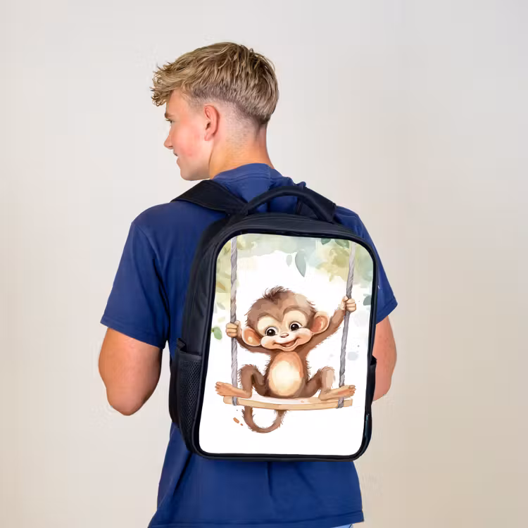 Kinderrucksack - Schwarz - Affe - Tier - Kinder - Dschungel — 3