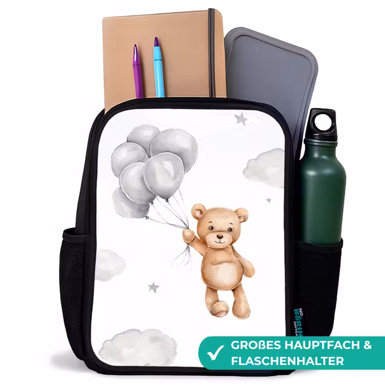 Kinderrucksack - Schwarz - Bär - Luftballon - Sterne - Kinder — 8
