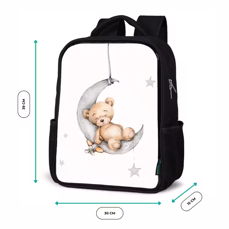 Kinderrucksack - Schwarz - Bär - Mond - Sterne - Kinder — 6