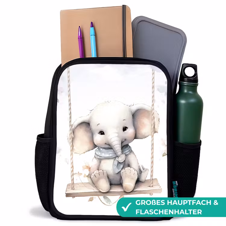 Kinderrucksack - Schwarz - Elefant - Tier - Kinder — 8