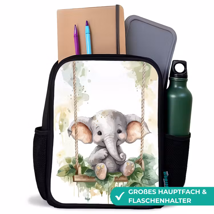 Kinderrucksack - Schwarz - Elefant - Tier - Kinder - Dschungel — 8