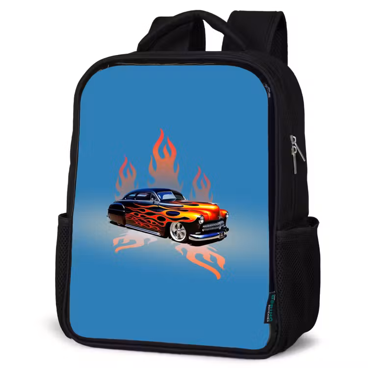 Kinderrucksack - Schwarz - Hotrod-Flammen — 4