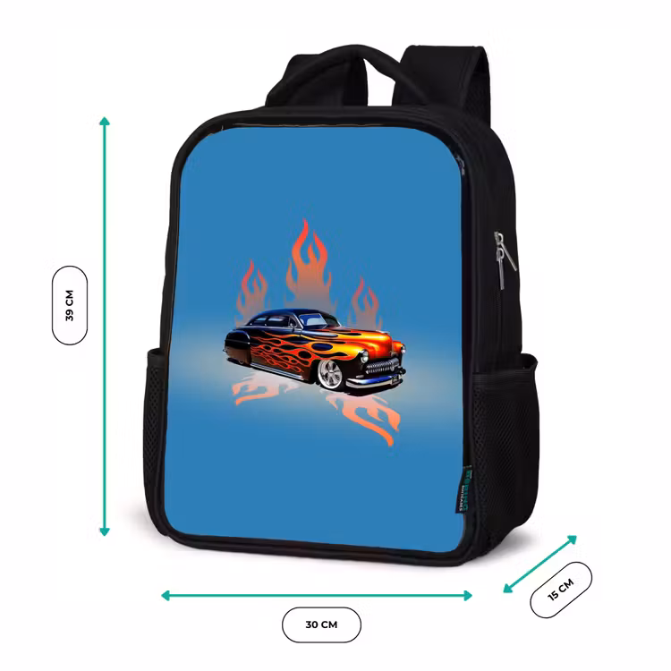 Kinderrucksack - Schwarz - Hotrod-Flammen — 6