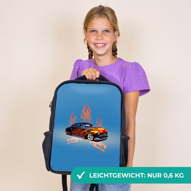 Kinderrucksack - Schwarz - Hotrod-Flammen — 7