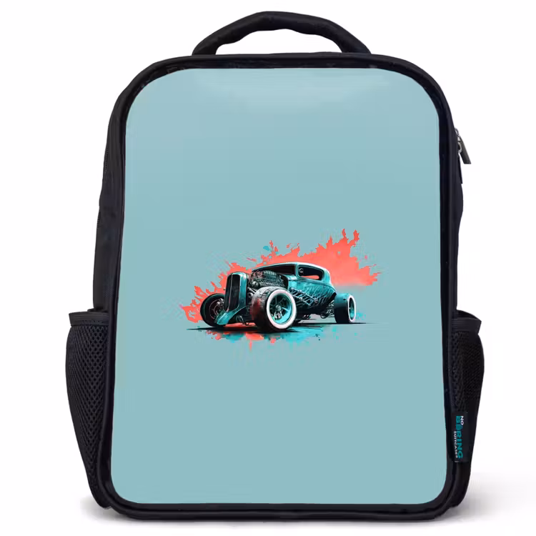 Kinderrucksack - Schwarz - Hotrod türkis — 1