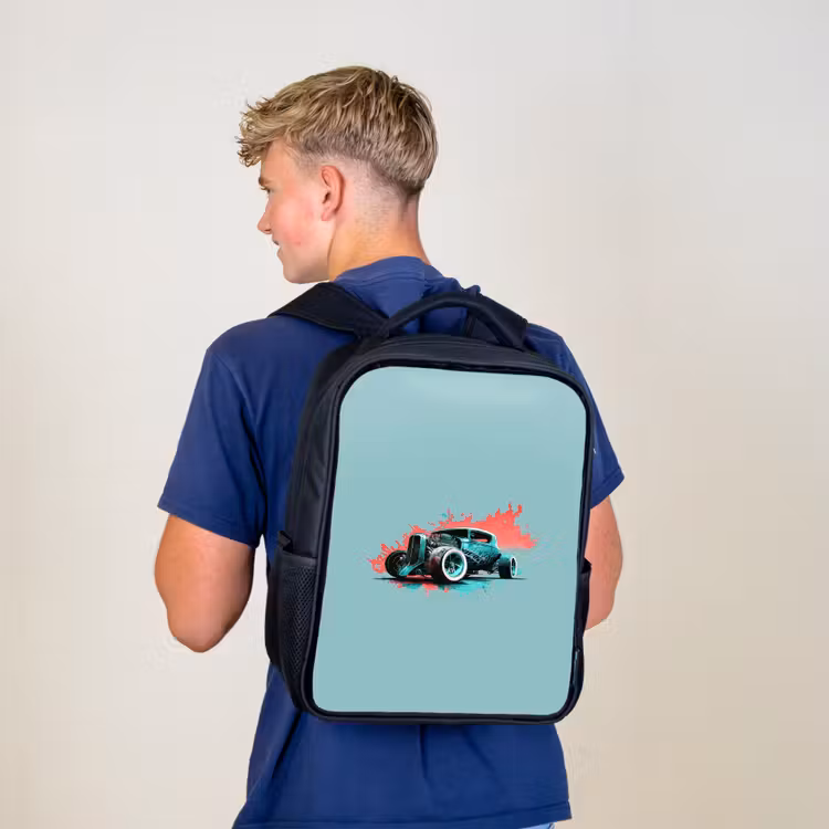 Kinderrucksack - Schwarz - Hotrod türkis — 3